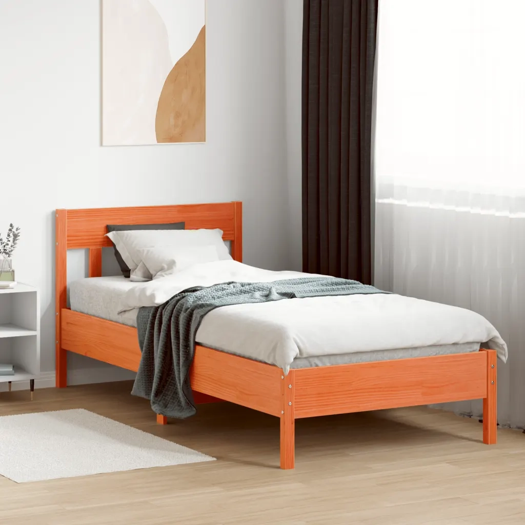 Letto senza Materasso Marrone Cera 100x200 cm in Legno di Pino 842657
