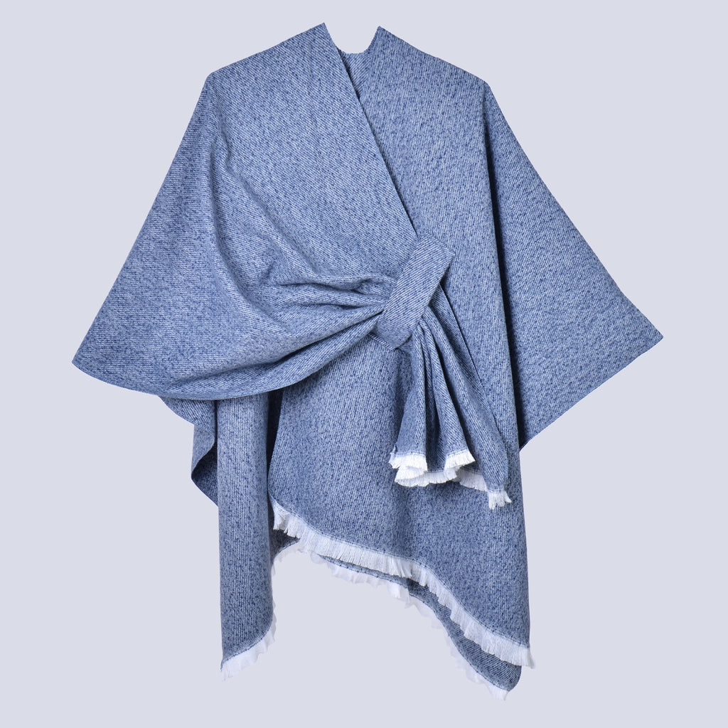 Nuovo mantello caldo da donna, semplice scialle in cashmere a tinta unita con spacco su entrambi i lati