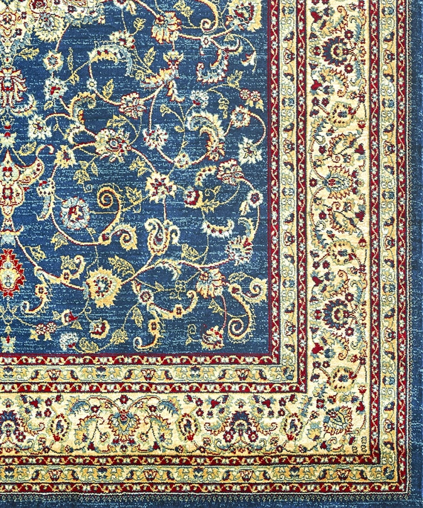 Tappeto KAZAKH 2154 blu e beige cm.240x340 stile orientale persiano alta qualità con effetto lucente