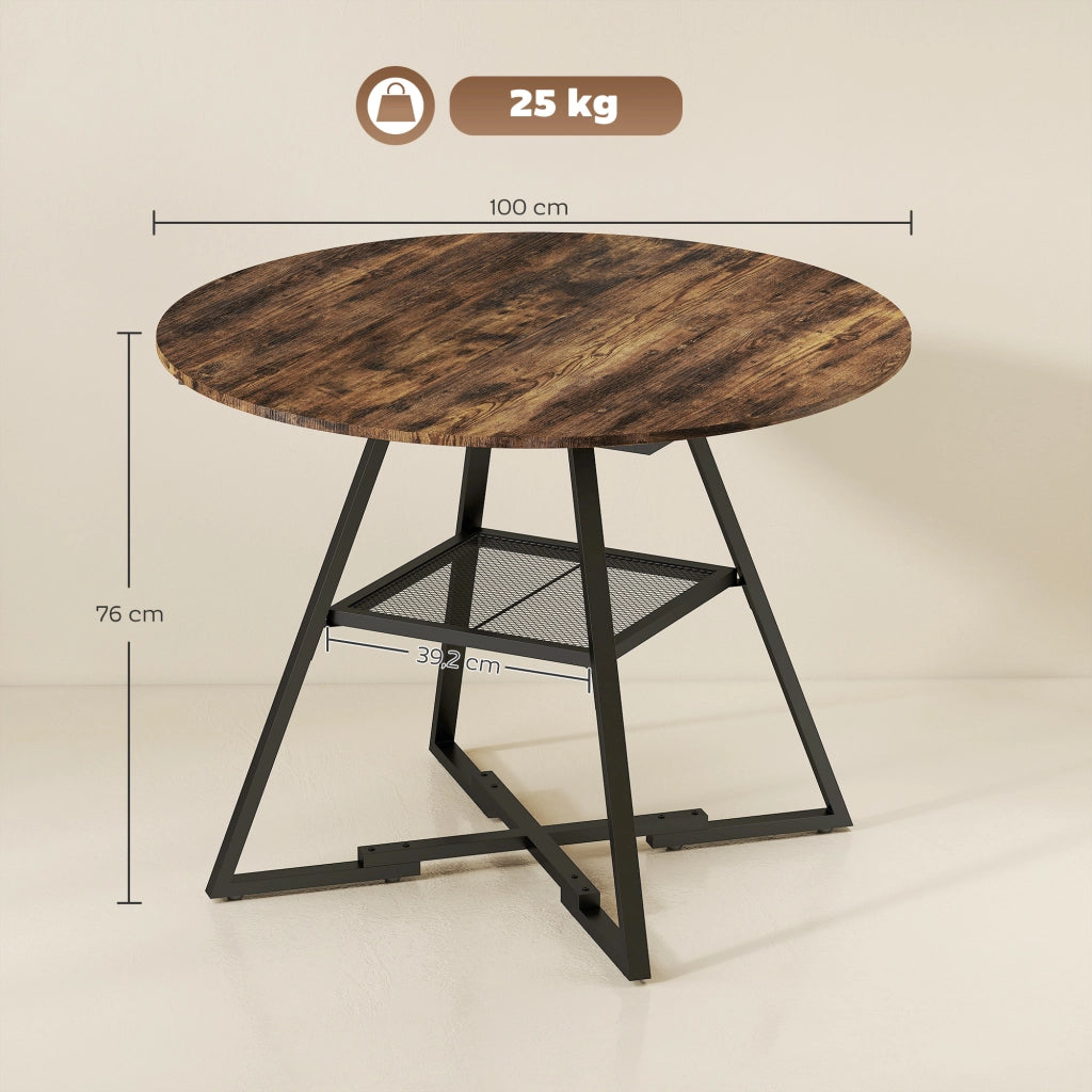 Tavolo da pranzo rotondo allungabile per 4 persone ¨C zephmum ¨C 100 cm effetto legno rustico marrone
