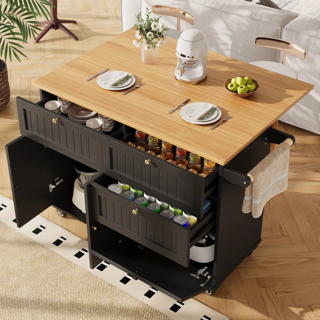 Isola cucina moderna - Zephmum- Schienali estensibili, finitura in legno, nero