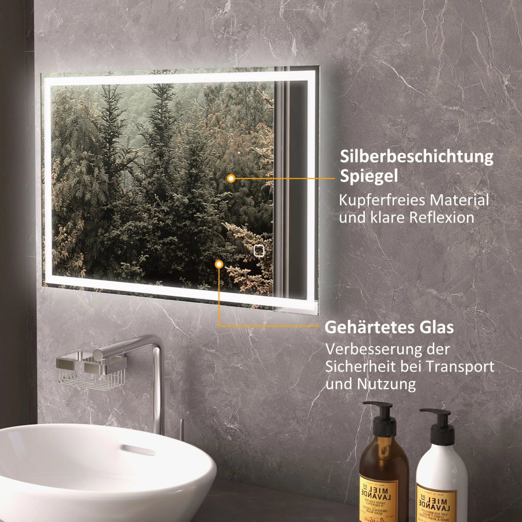 Specchio da Bagno con LED ¨C zephmum ¨C Bianco 60x30x