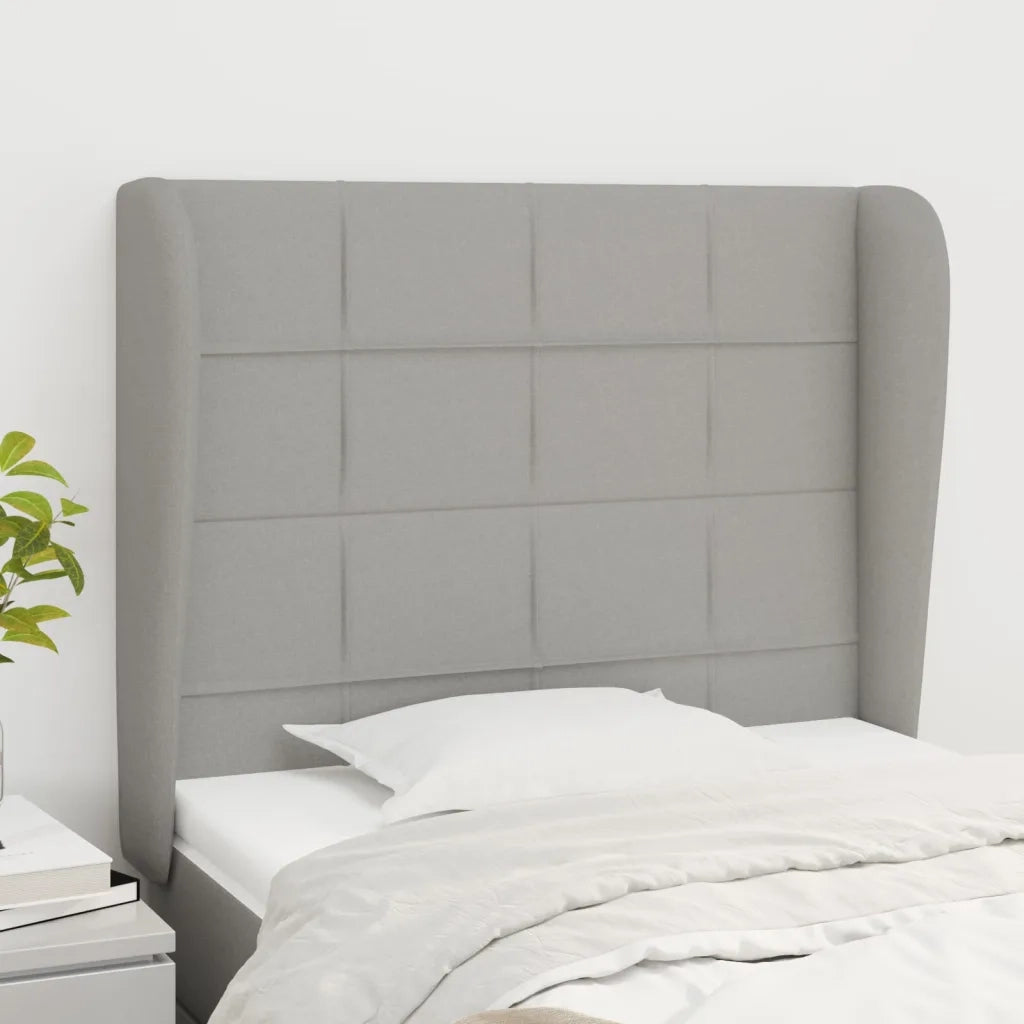 Testiera | Testata ad Orecchio Grigio Chiaro 103x23x118/128 cm in Tessuto
