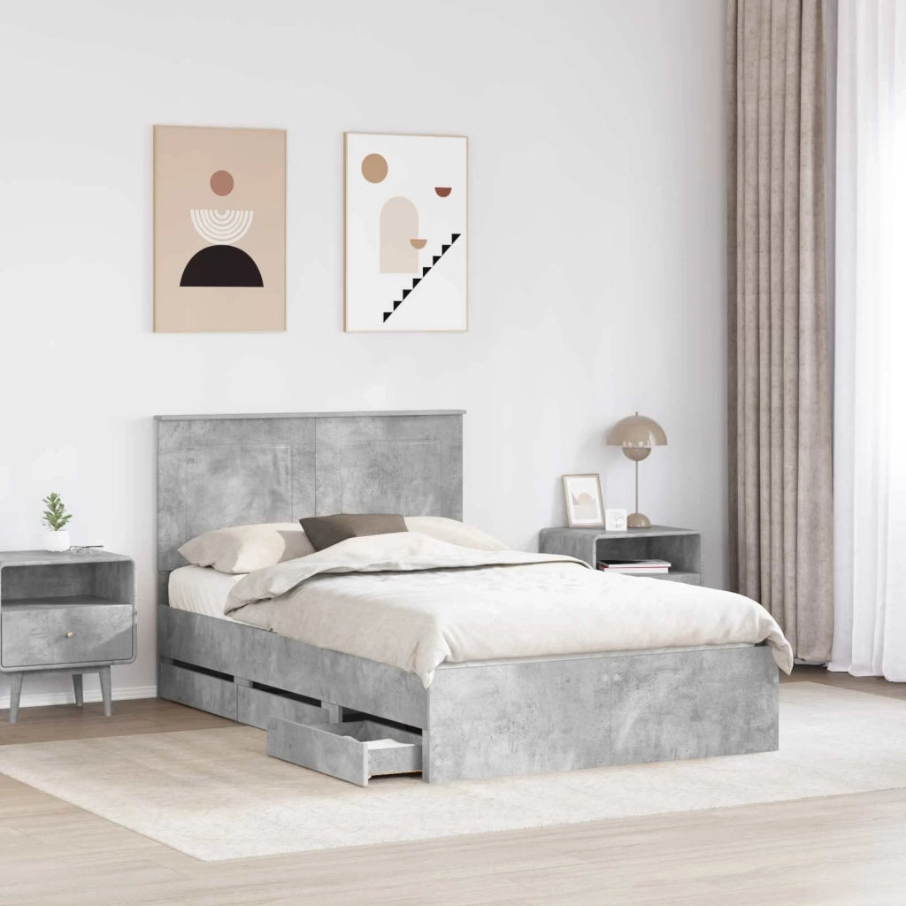 Struttura del letto con cassetto Grigio cemento 135 x 190 cm