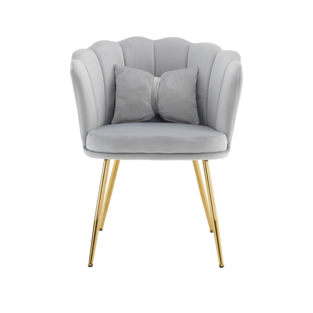 Set di 6 sedie moderne in velluto - Zephmum- Schienali a petalo gambe dorate cuscini farfalla