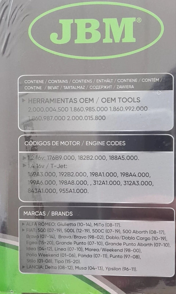 Kit messa in fase per motori FIAT ALFA LANCIA 1.2 1.4 16V T-JET 1.4 FT04 JBM