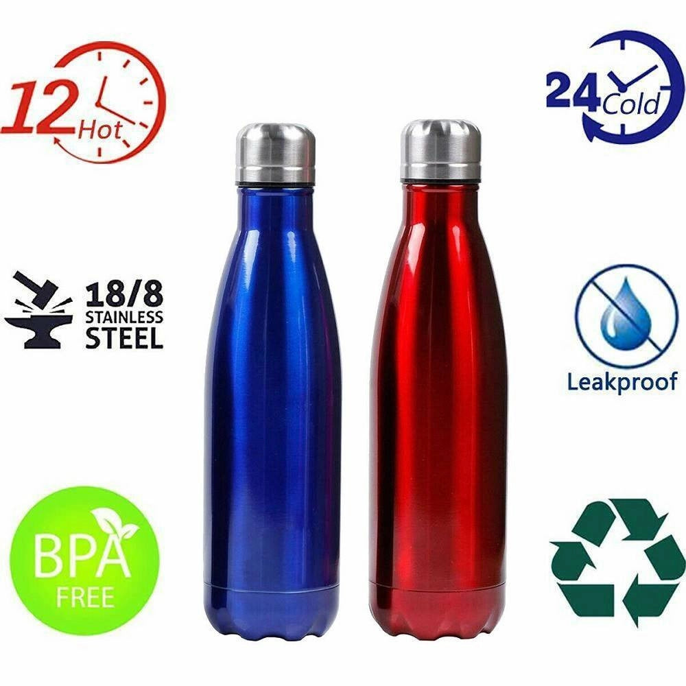 Trade Shop - Portatile Borraccia Bottiglia D'acqua Acciaio Inox Termica Caldo Freddo 550 Ml -