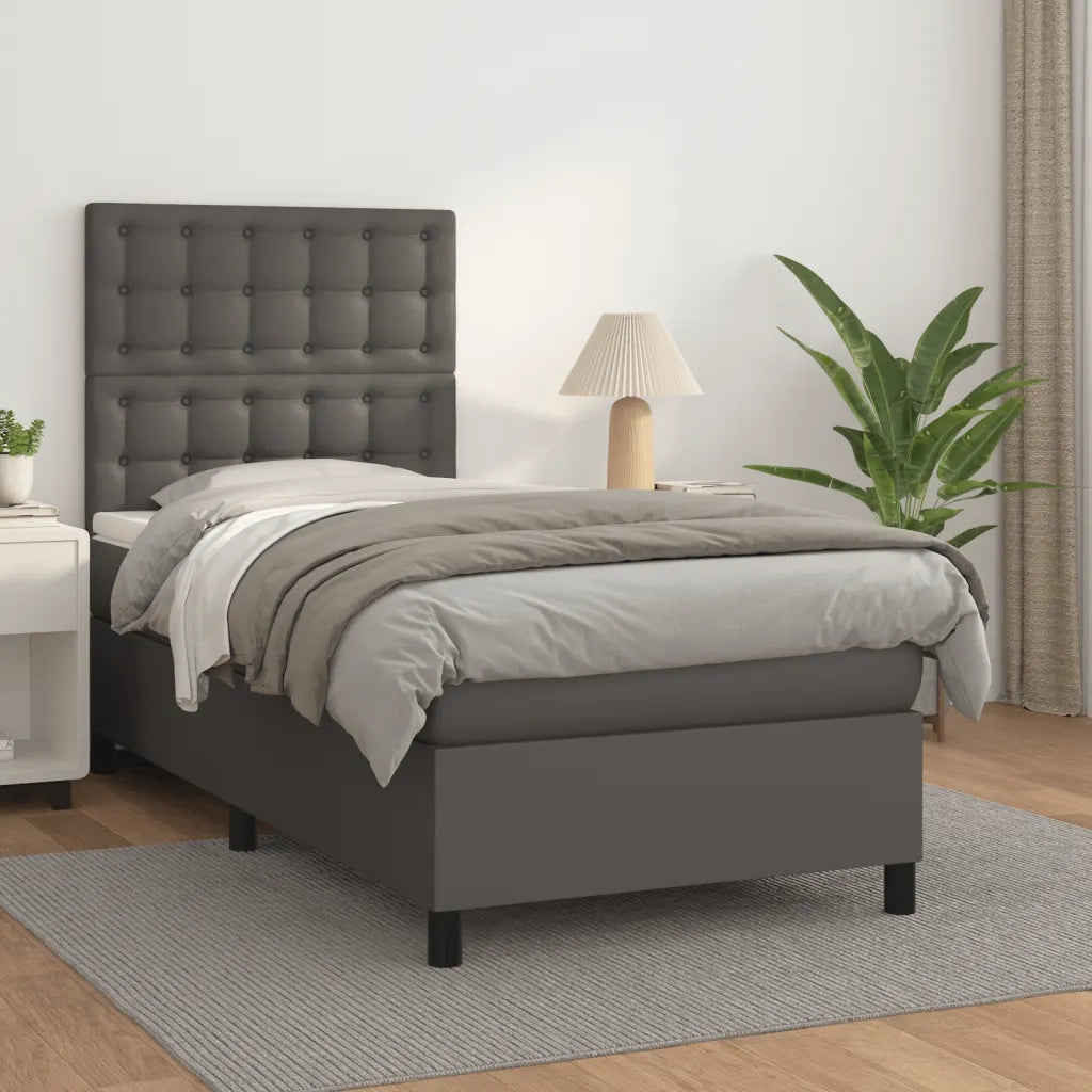 Giroletto a Molle con Materasso-Struttura Letto con Materasso Grgio 80x200 cm in Similpelle 679419
