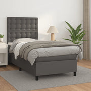 Giroletto a Molle con Materasso-Struttura Letto con Materasso Grgio 80x200 cm in Similpelle 679419