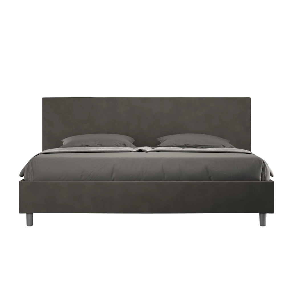 BS COM Letto contenitore imbottito 180x210 microfibra grigio