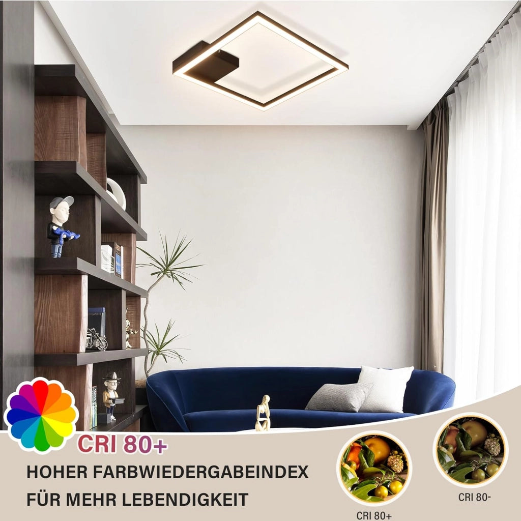 ZMH Lampada da soffitto plafoniera LED moderna quadrata nera 3000K per soggiorno cucina