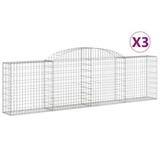 Cestini gabbioni recinzione a gabbia muro di contenimento ad arco 3 pezzi 300 x 30 x 80/100 cm ferro zincato argento 02_0040769