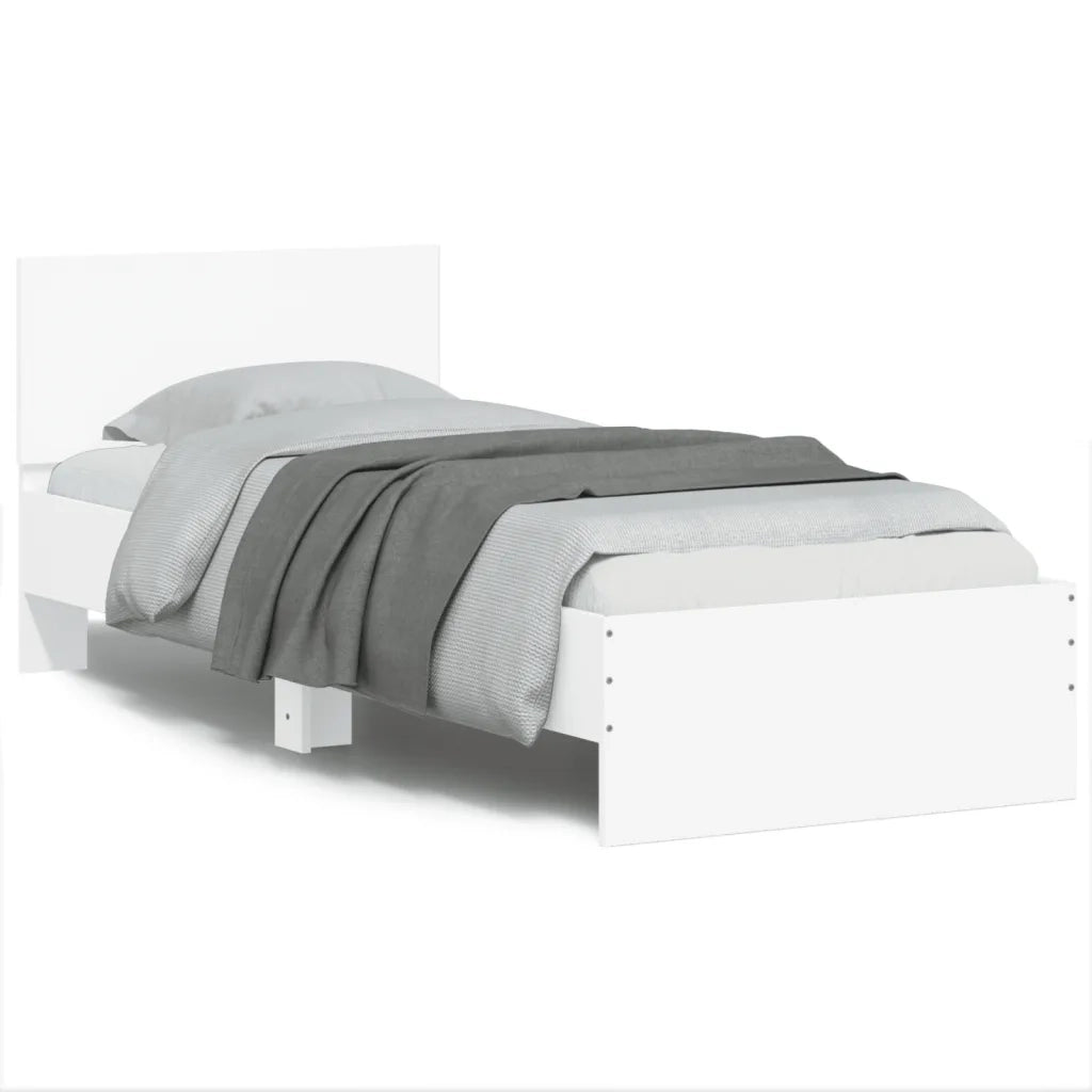 Giroletto con Testiera-Struttura Letto con testiera Bianco 90x190 cm in Legno Multistrato 551389