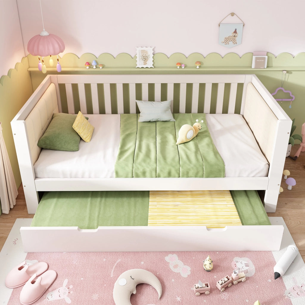 Divano letto con letto estraibile 90x190 cm in legno bianco