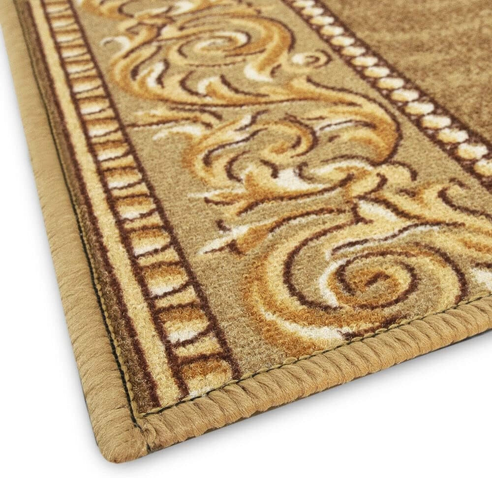 Passatoia Scala Bordata 67x1000 cm Ingresso Corridoio Tappeto Cucina Gradini Stile Barocco Beige