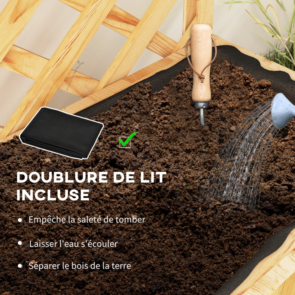 Fioriera con traliccio e tettoia - Xylo - Legno naturale con drenaggio