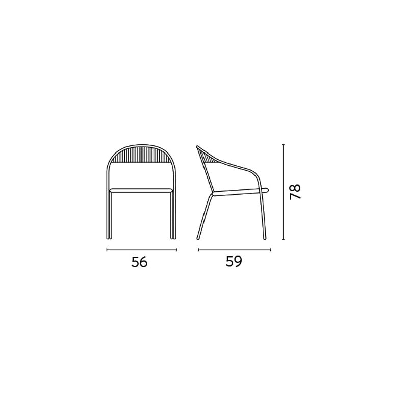 Set di due Sedie Contract bianco con corda sintetica color paglia Moia