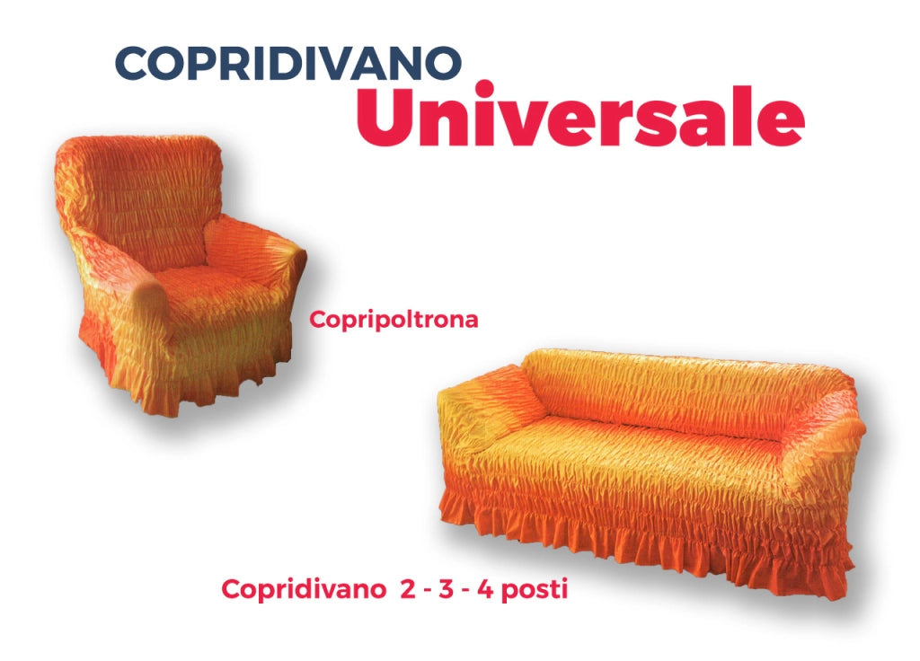 Copridivano Universale Arricciato Blu - 3 Posti - Blu