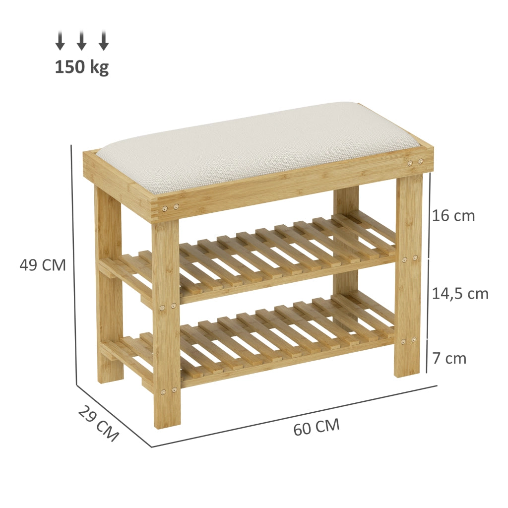 Scarpiera in Bamb¨´ con Cuscino ¨C zephmum ¨C Crema 60x29x49 cm