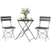 Set Bistrot Giardino 3 Pezzi Tavolo Pieghevole 2 Sedie Pieghevoli ¨C Xylo ¨C Metallo Grigio
