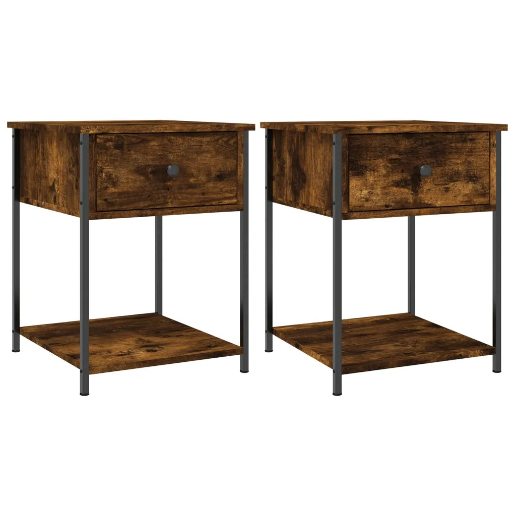 Comodini 2 pz-Set di 2 Tavolino da notte Rovere Fumo 44x45x58 cm in Legno Multistrato