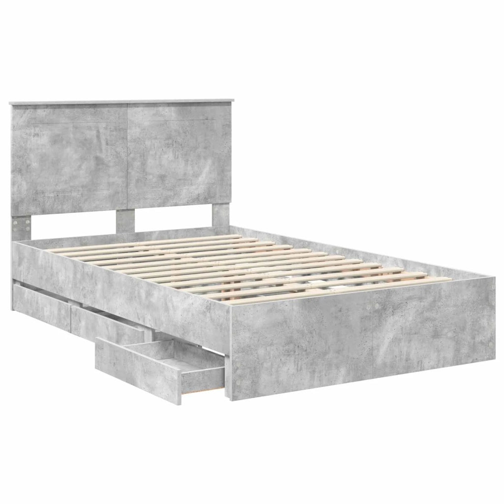 Struttura del letto con cassetto Grigio cemento 135 x 190 cm