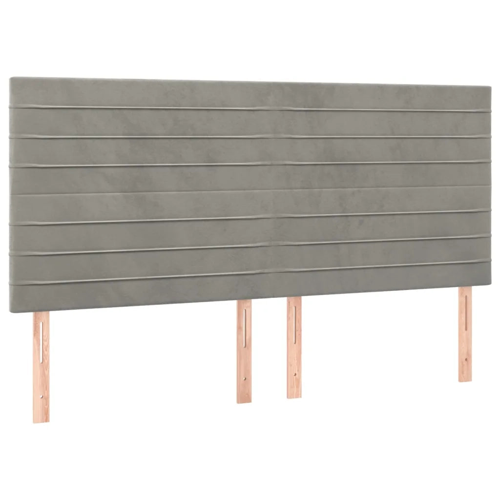 Testiera | Testata Grigio Chiaro 200x5x118/128 cm Velluto