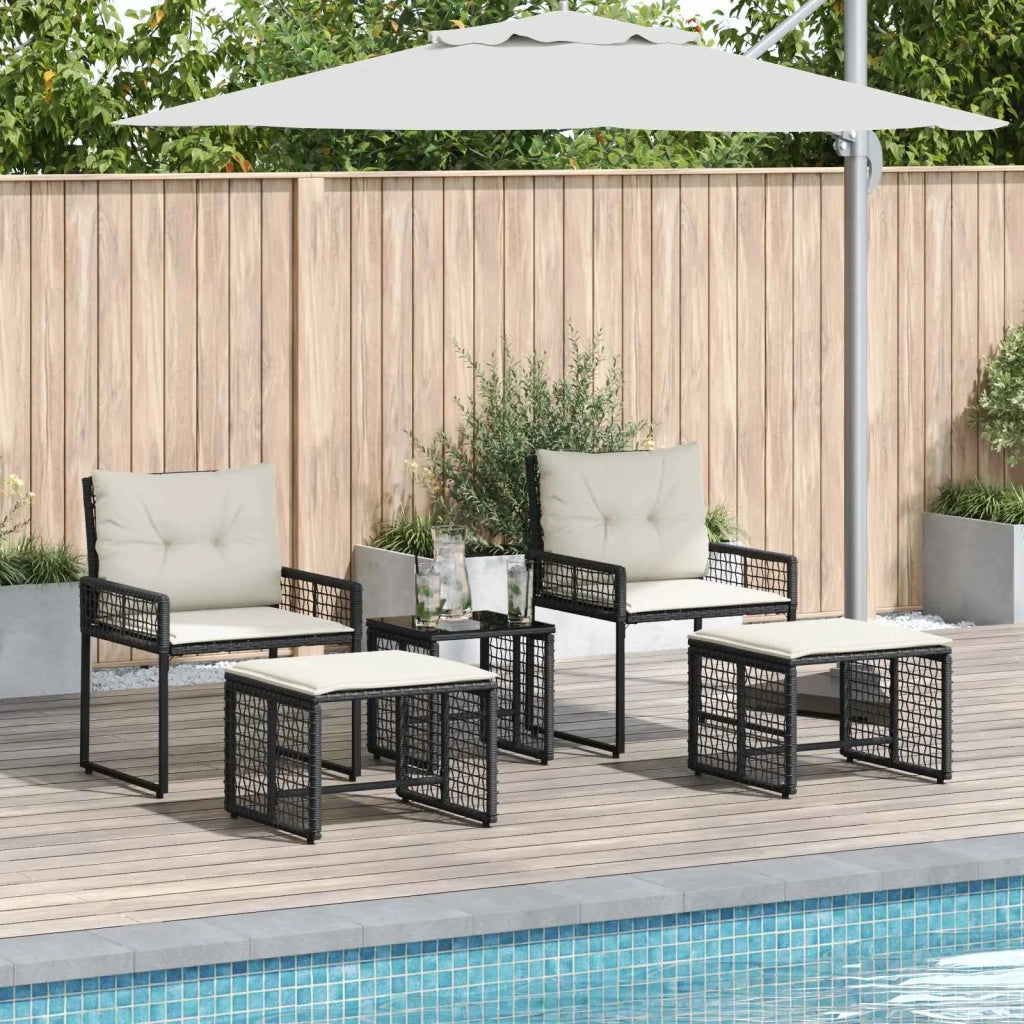 Set di Mobili da Esterno con cuscino 5 pcs Nero e Bianco 42025170
