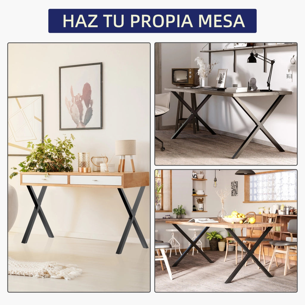 Gambe per Tavolo a X ¨C Xylo ¨C Acciaio Nero 80x72 cm Stile Industriale