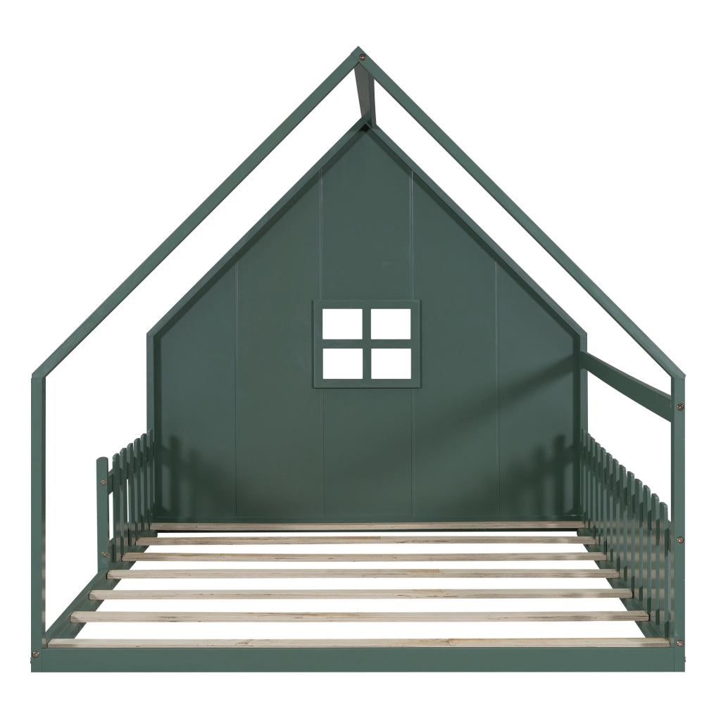 Letto singolo per bambini - Zephmum- 140x200 cm- Verde- Pino, sponde