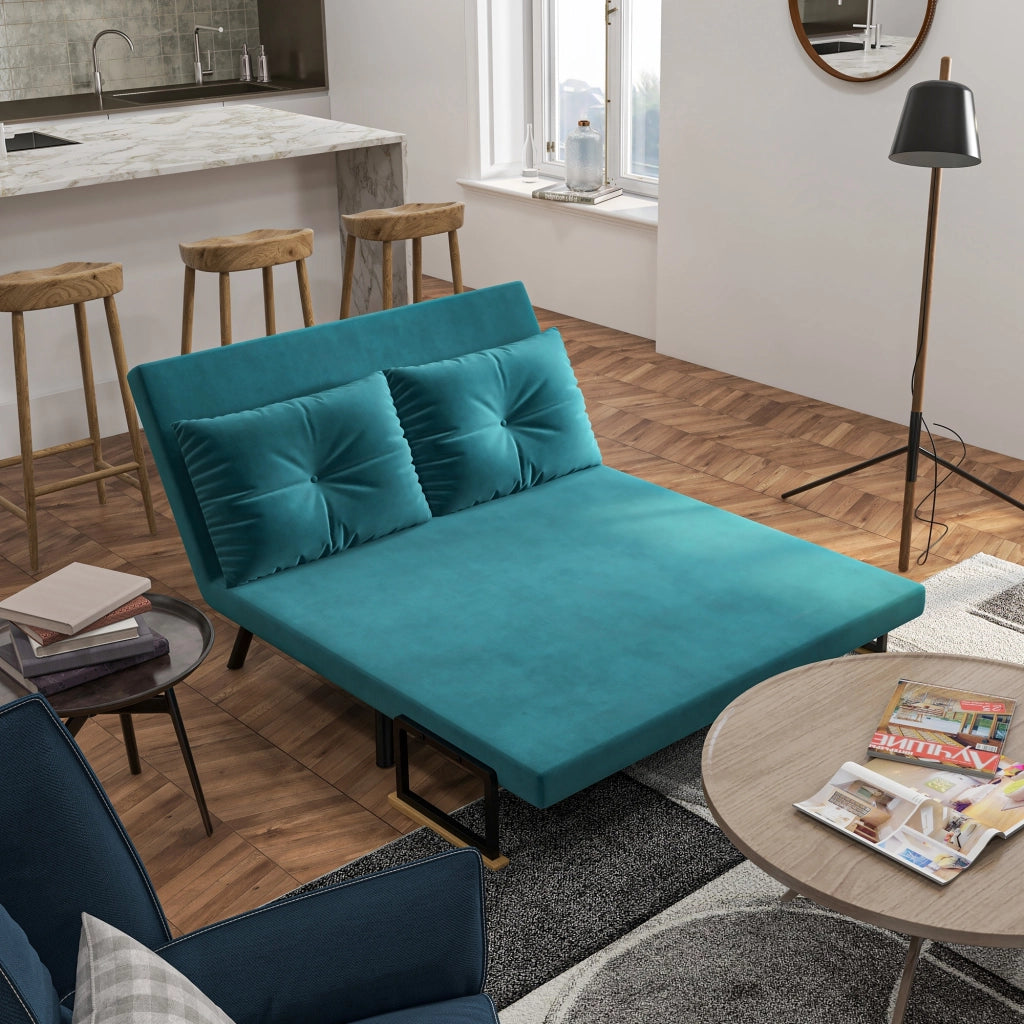 Divano Letto Matrimoniale Vellutato con Schienale Regolabile ¨C zephmum ¨C Blu Scuro
