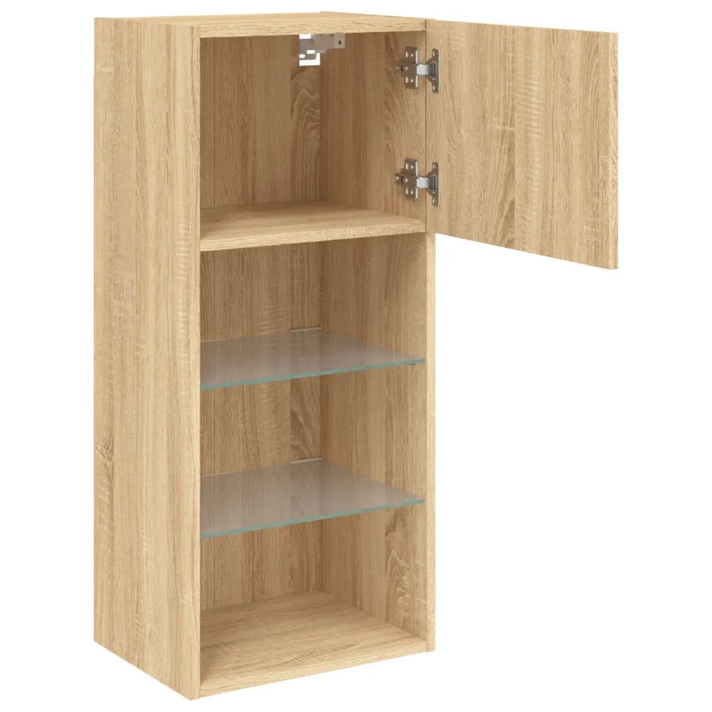 Mobili TV con Luci LED 2pz Rovere Sonoma 40,5x30x90 cm 837048