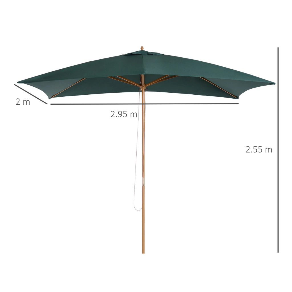 Ombrellone 2x3 m da Giardino in Legno Laccato e Bamb¨´ con Copertura Rimovibile, Verde Scuro