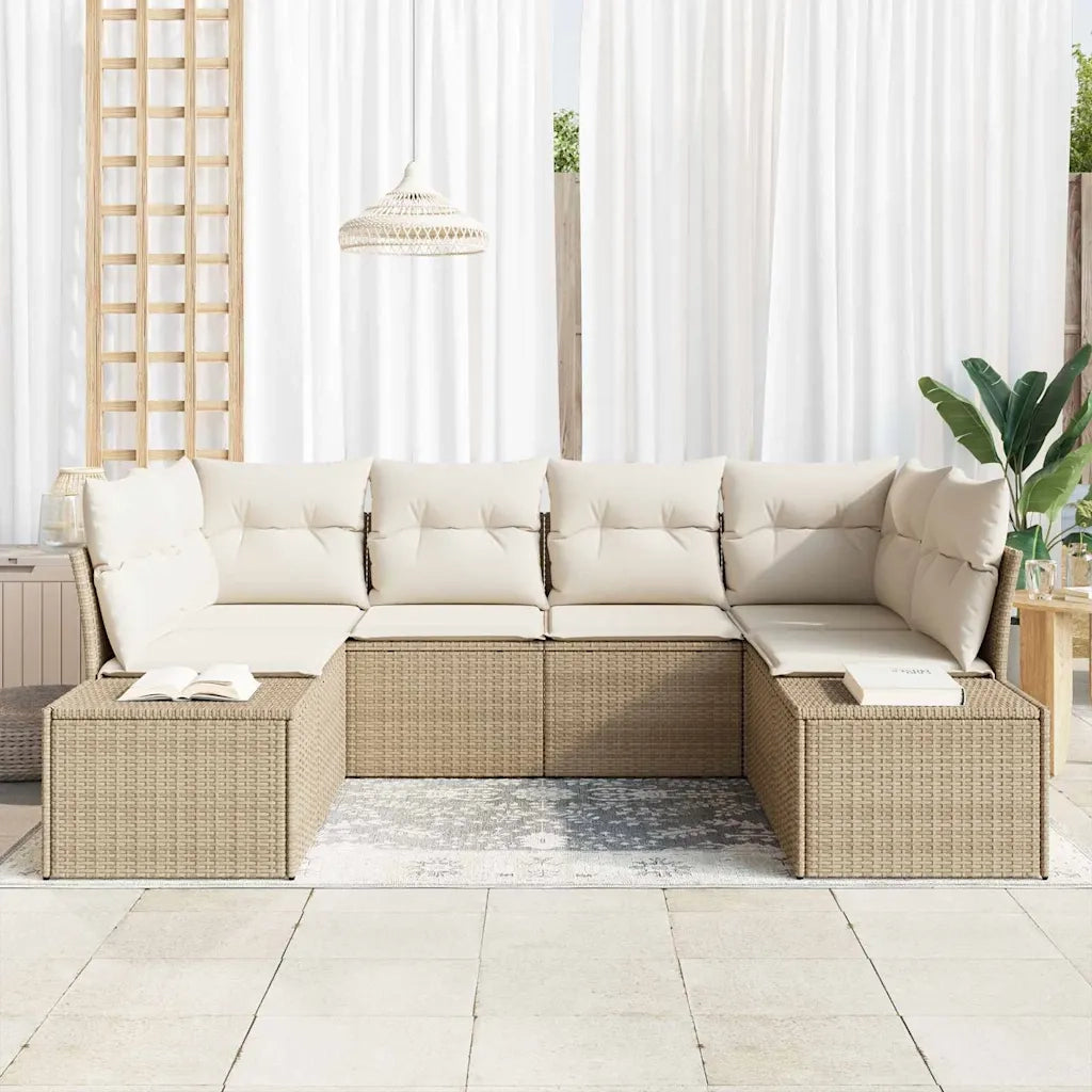 Set Divano da Giardino con cuscino 6 pcs Beige polyrattan 3347201