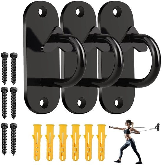 Anker per resistente cinta - Alzo per allenatore di sospensione - Alzo per plafondo in acciaio - Massimo 150 kg - Set di 3 anelli di ancoraggio - Dimensioni 10,5 x 4 x 6,2 cm