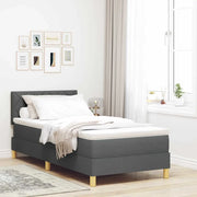 Letto a Sorgente LED con led Grigio scuro 90 x 190 cm Tessuto