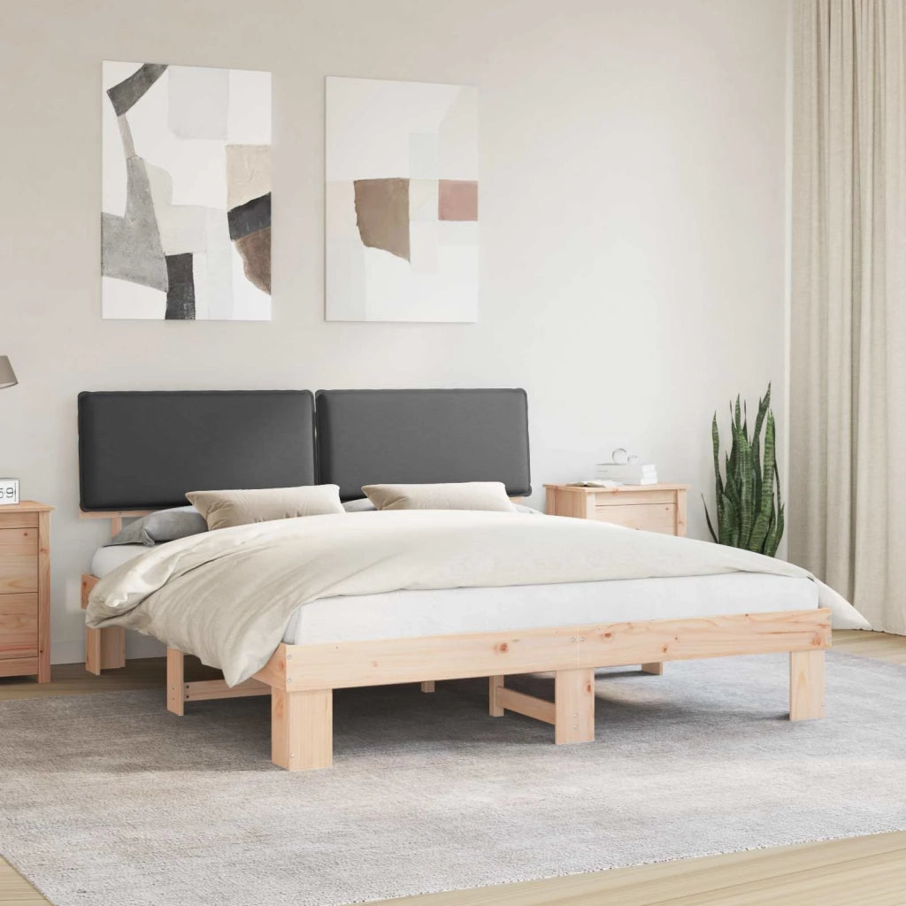 Letto con Testiera Rivestita Grigio scuro 200 x 200 cm 3398065