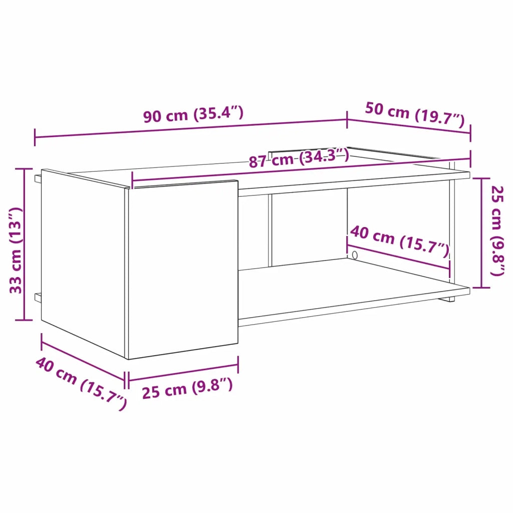 Tavolino da salotto Rovere Artigianale 90 x 50 x 33 cm 8001001