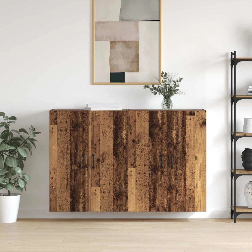 Mobiletto a muro 2 pcs Legno vecchio 69,5 x 34 x 90 cm 3394551