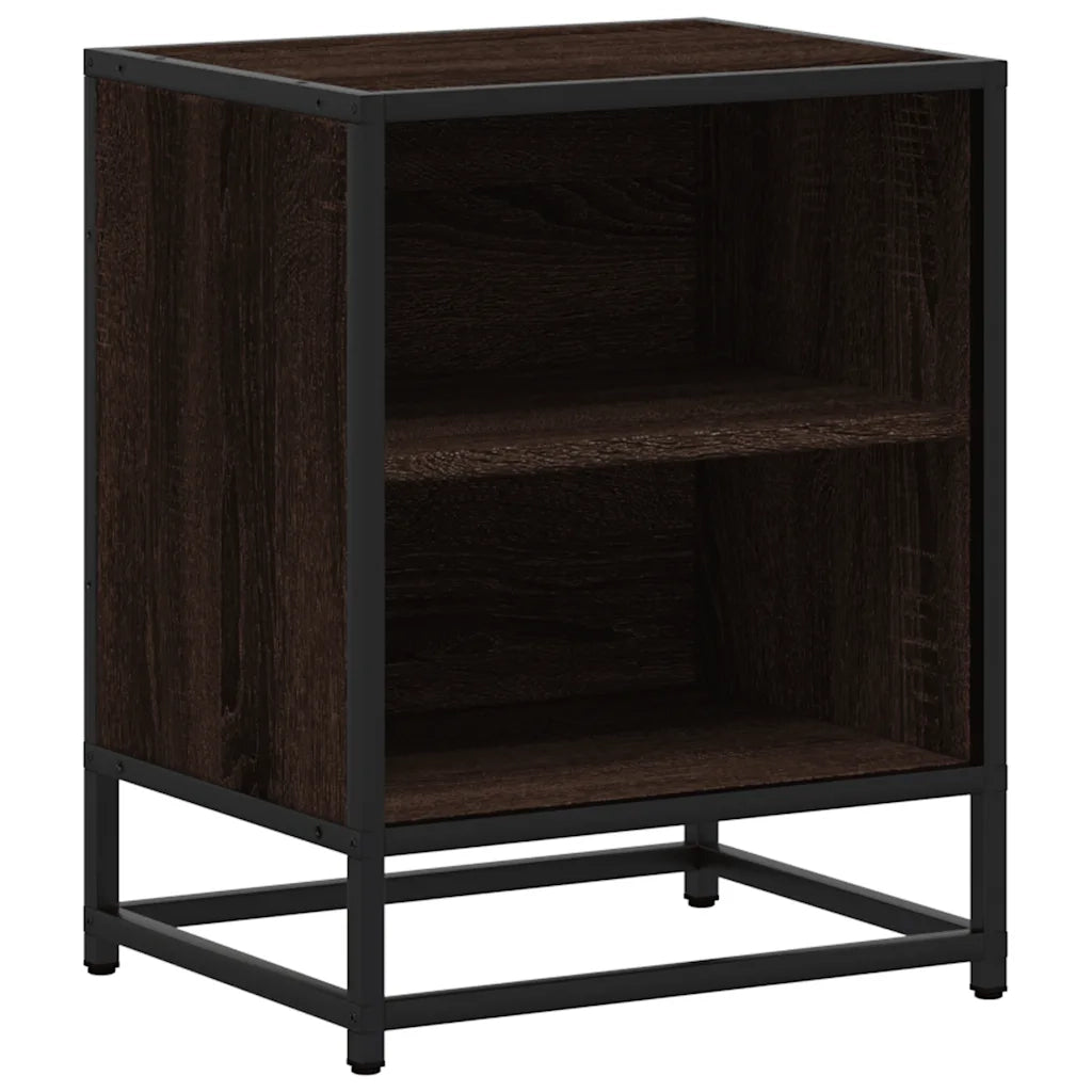 Comodino-Tavolino da notte Rovere Marrone 40x31x50 cm Legno Multistrato e Metallo 341443