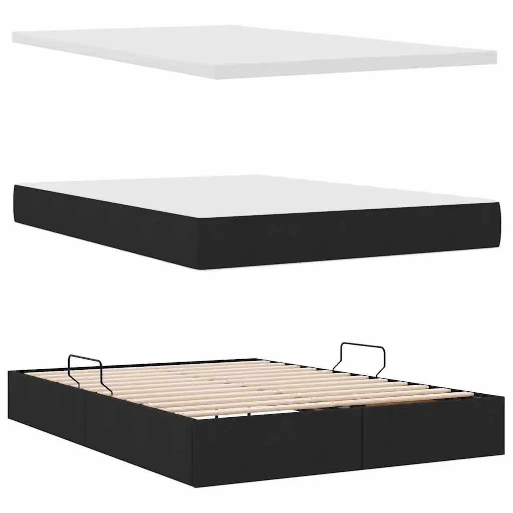 Letto con contenitore e materasso Nero 140 x 200 cm Poliestere 3371912
