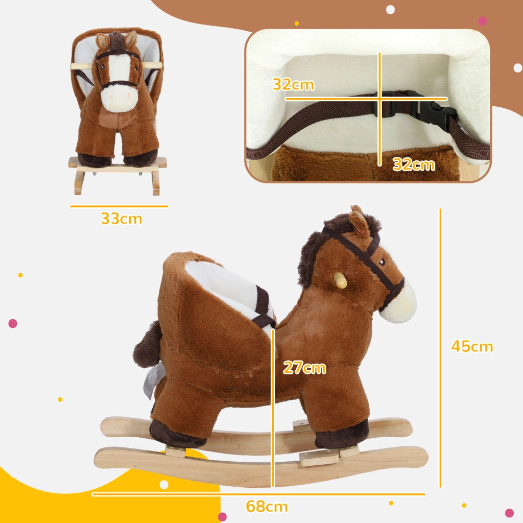 Cavallo a Dondolo per Bambini ¨C zephmum ¨C Base Legno con Sicurezza e Sonoro