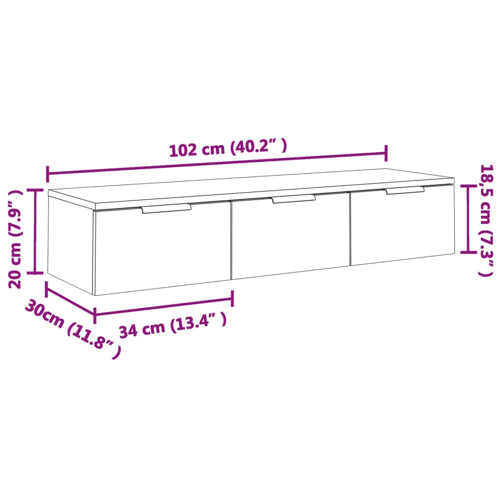 Armadietto a Muro Rovere Sonoma 102x30x20 in Legno Multistrato 811406