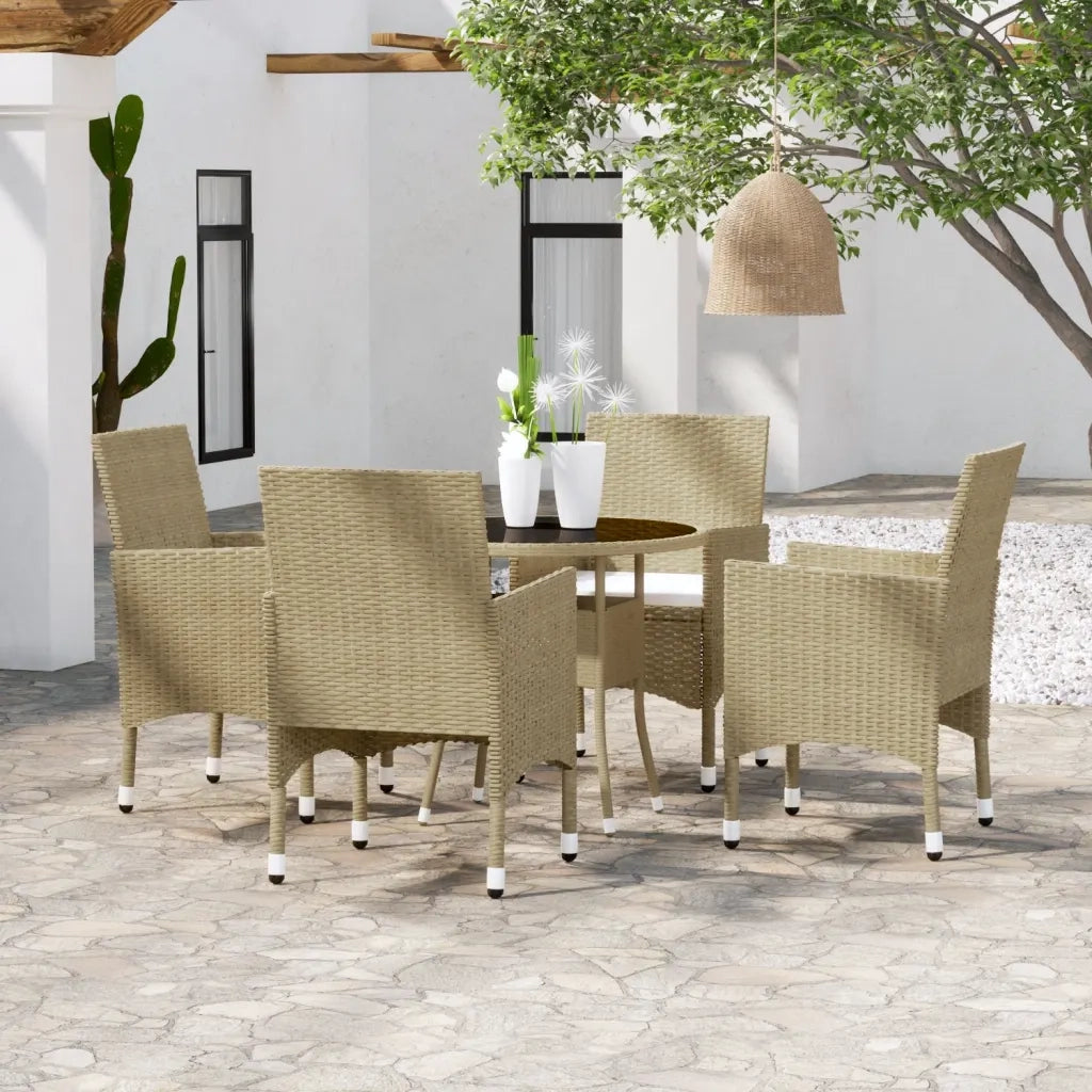 Set Mobili da Pranzo per Giardino 5 pz in Polyrattan Beige 3058490