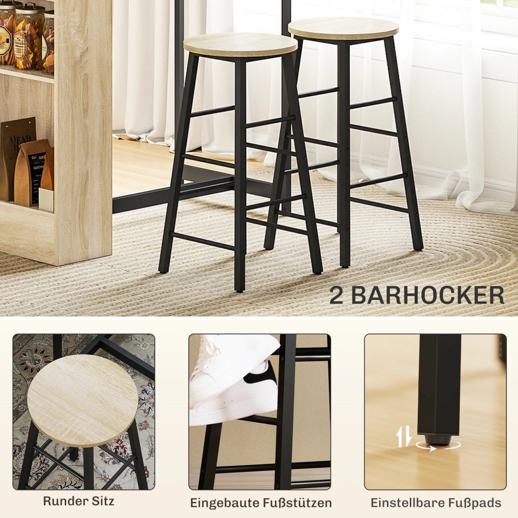 Set tavolo bar con 2 sedie ¨C Minimal ¨C marrone chiaro e nero