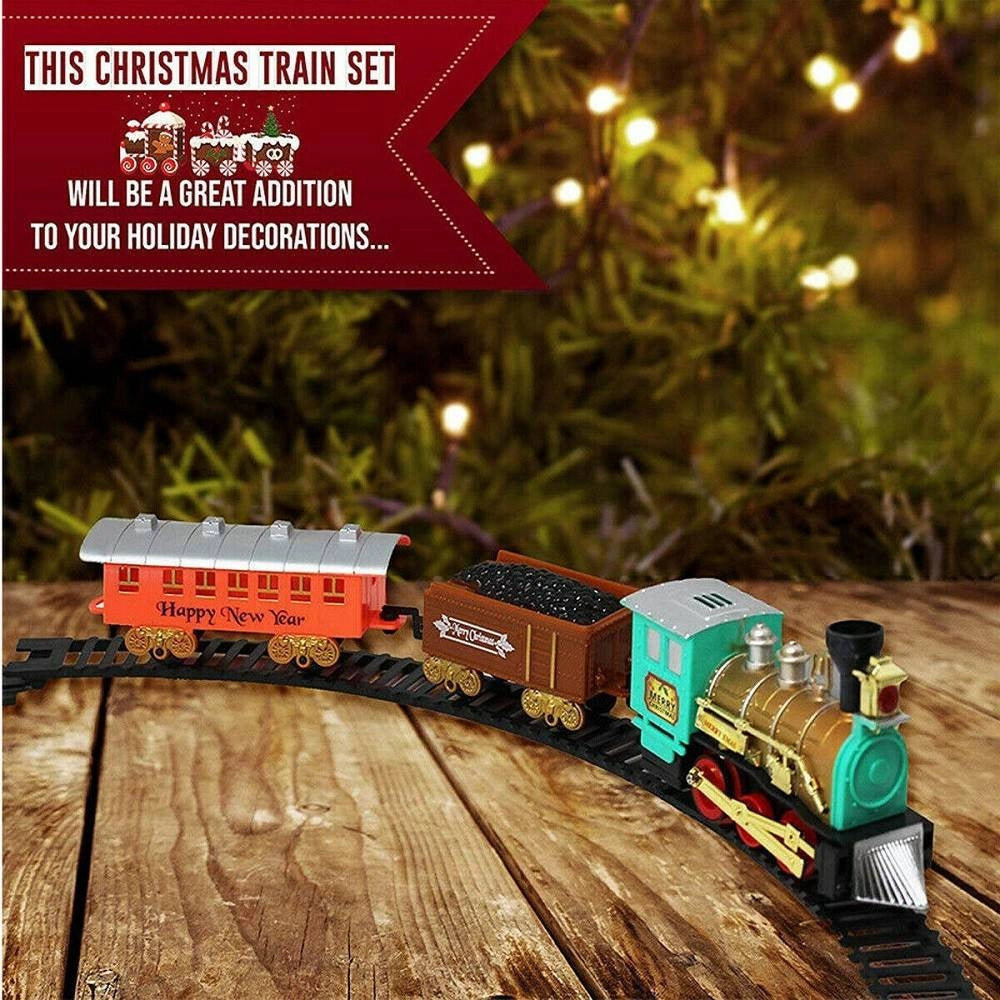 Trade Shop - Trenino Elettrico Di Natale Classico Con Luci E Suoni Diametro 60 Cm 11 Pz -