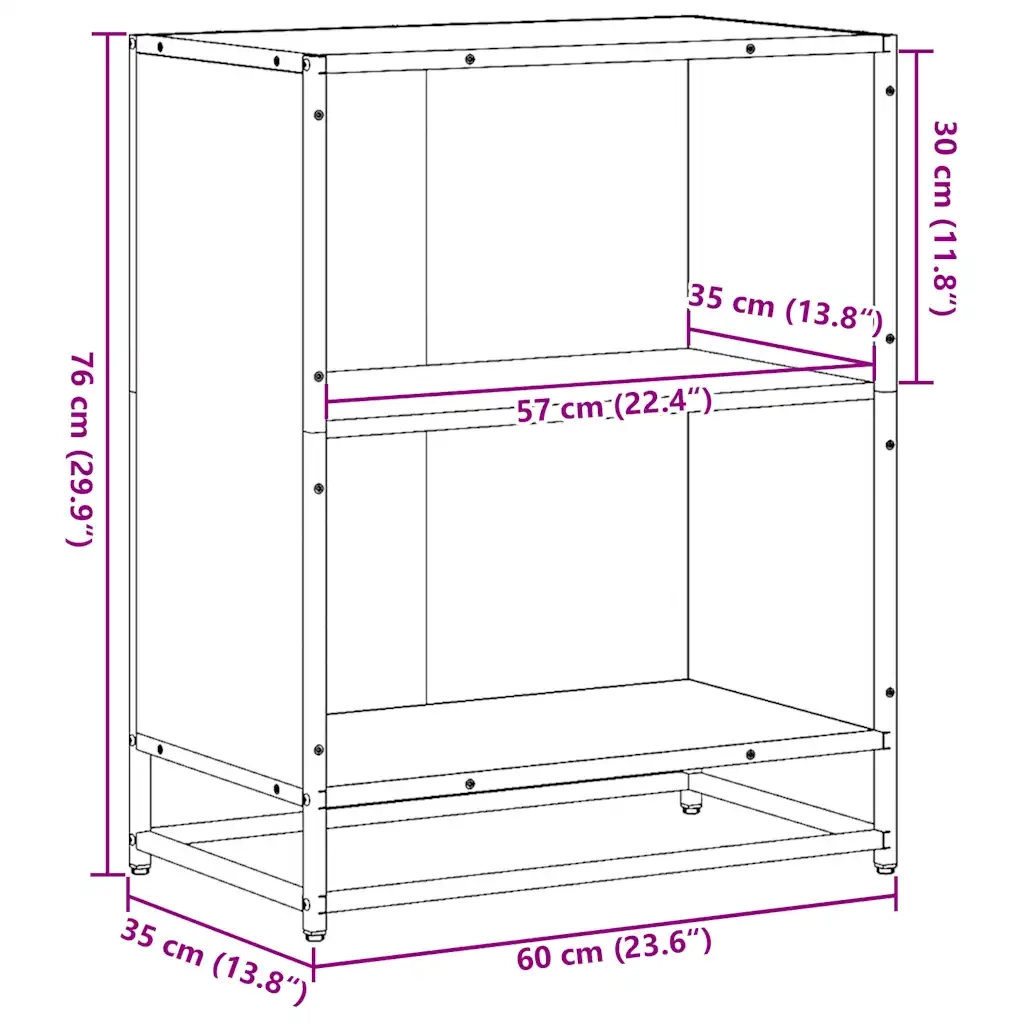 Libreria Rovere Marrone 60x35x76 cm in Legno Multistrato 849103