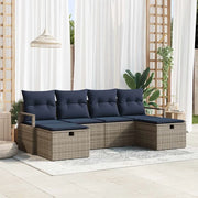 Set di divani con cuscino 6 pcs Grigio e Blu Navy polyrattan 3359224