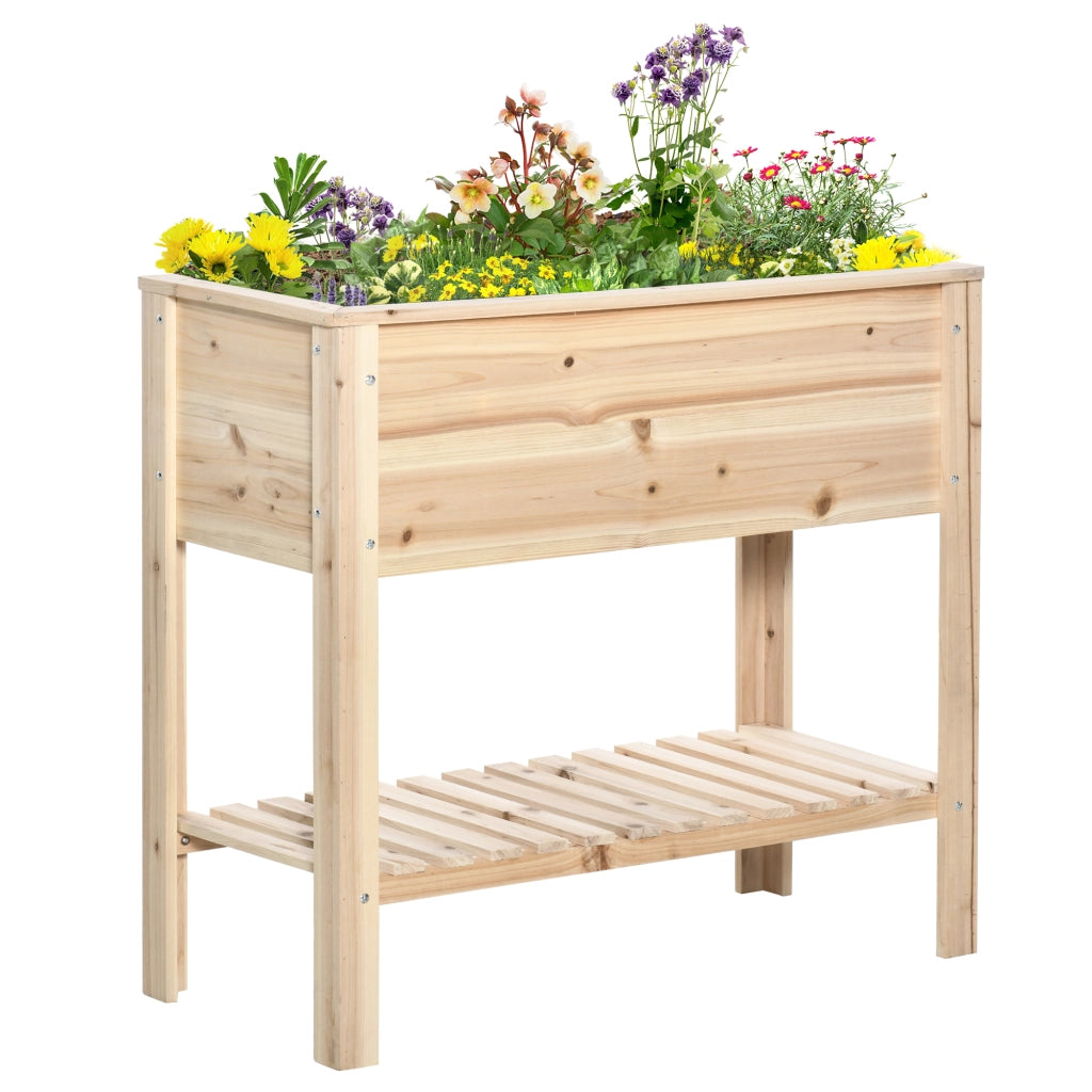 Fioriera da giardino con ripiano a doghe e sistema di irrigazione ¨C Minimal ¨C Legno massello 90x40x81 cm