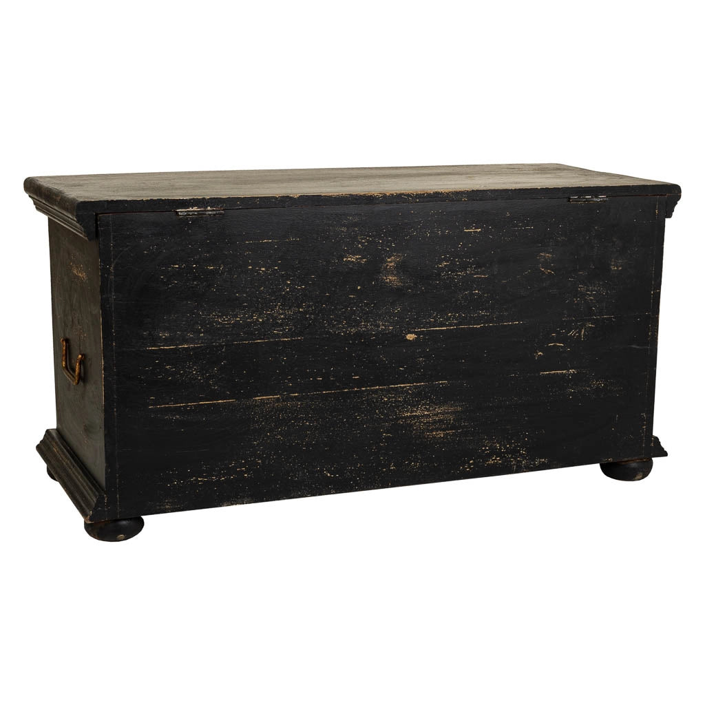 Cassapanca in legno artigianale nero 101x40x47